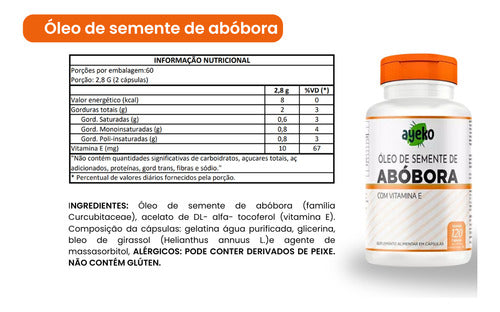 Óleo De Semente De Abóbora + Vitamina E 120caps
