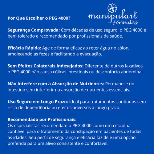 Peg 4000 Polietilenoglicol Puro 500g 2 Potes = 1kg