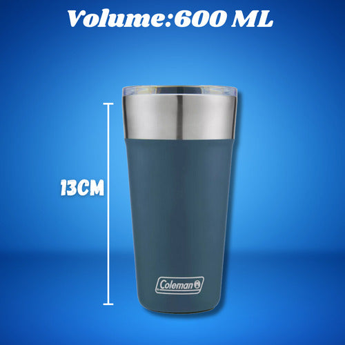 Kit 10 Copo Térmico C/tampa E Abridor 600ml Coleman Cor Azul