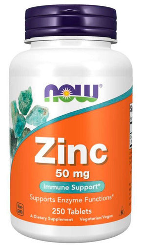 Zinco 50mg Now Foods 250 Tablets Sabor Sem sabor