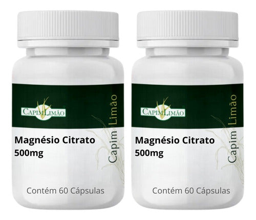 Magnésio Citrato 500mg 2 Potes 60 Caps