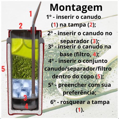 Copo Térmico Tererê 650ml Parede Dupla Tampa E Bomba Inox Cor Preto Preto