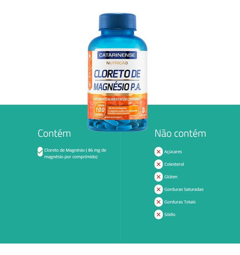 Suplemento Em Comprimidos Catarinense Pharma Cloreto De Magnésio Em Pote 100 Un