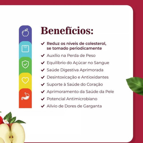 Vinagre De Maça Em Cápsulas 1000mg Fortlife 100% Orgânico Sabor Sem Sabor