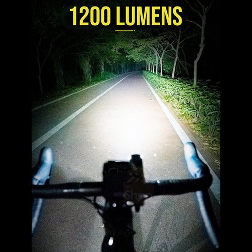 Farol Bike Suporte Garmin Gopro 1200 Lumens Guidão Integrado