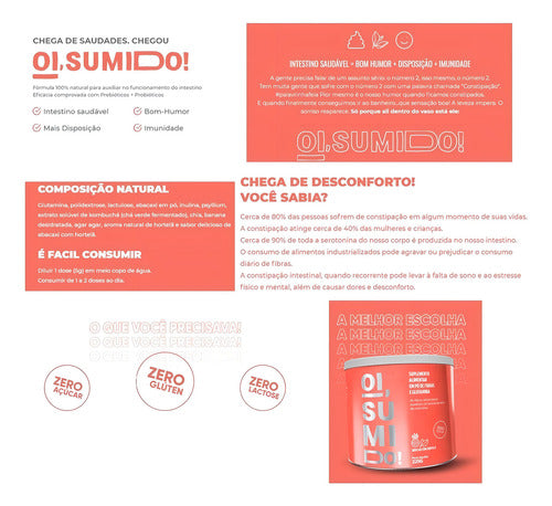 Suplemento Em Pó Oi Sumido Probióticos Sabor Abacaxi Com Hortelã Em Lata De 225g