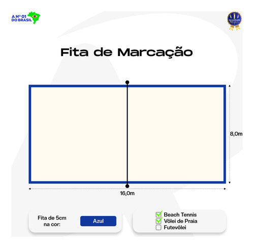 Fita Demarcação Quadra De Beach Tennis Com Marcação Dos 3m
