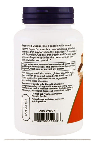 Super Enzimas Digestivas Now Foods 180 Cps Ultra Concentrado Sabor Se sabor
