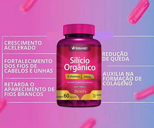Silício Orgânico + Vitaminas - 60 Cápsulas - Herbamed Sabor Sem sabor