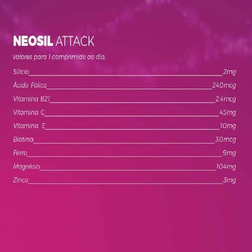 Neosil Attack Com 30 Comprimidos Cabelos Pele E Unhas