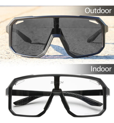 Óculos De Sol Ciclismo Bike Esportes Fotocromático Uv400 Armação Preto