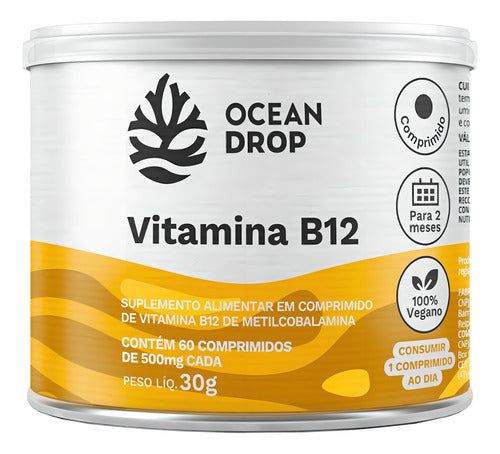 Vitamina B12 500mg 60 Tablets - Ocean Drop Sabor Sem sabor