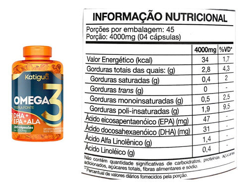 Ômega 3 1000mg 180 Capsulas Tripla Fonte Katigua