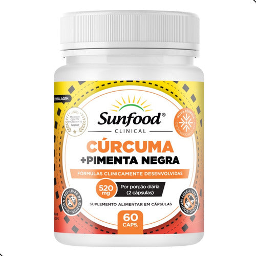 Curcuma + Pimenta Negra 520 Mg 60 Caps. Sunfood Sabor Sem sabor
