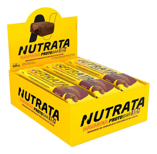 Barras De Proteína Protobar Havanna 9 Unidades - Nutrata Sabor Brownie de chocolate com Doce de leite
