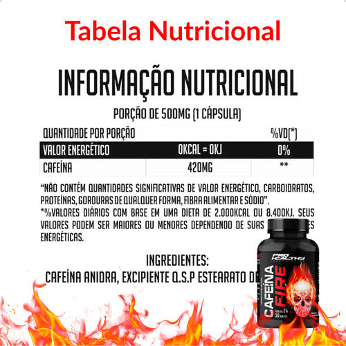 Cafeína Fire 420mg - Pote 30 Tabletes - Pro Healthy Sabor Sem sabor