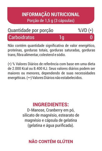 D-manose Com Cranberry 500 Mg 90 Cápsulas Só Natural
