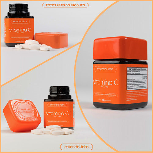 VITAMINA C 1000mg - Fórmula Concentrada e 100% PURA - 60 Doses