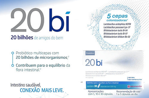 20 Bi Suplemento Probiótico Com 30 Cápsulas Flora Intestin Sabor Without flavor